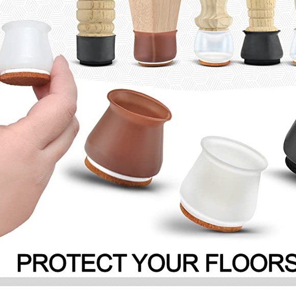 16 Furniture Chair Leg Floor Protectors Sliders + 2 Self-Adhesive Felt Sheets - Picture 4 of 15